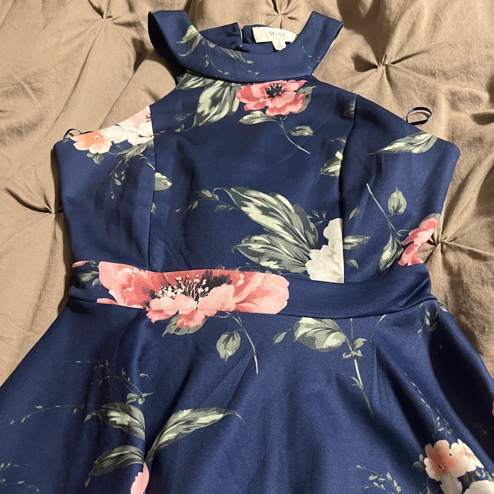 Blue dress open back